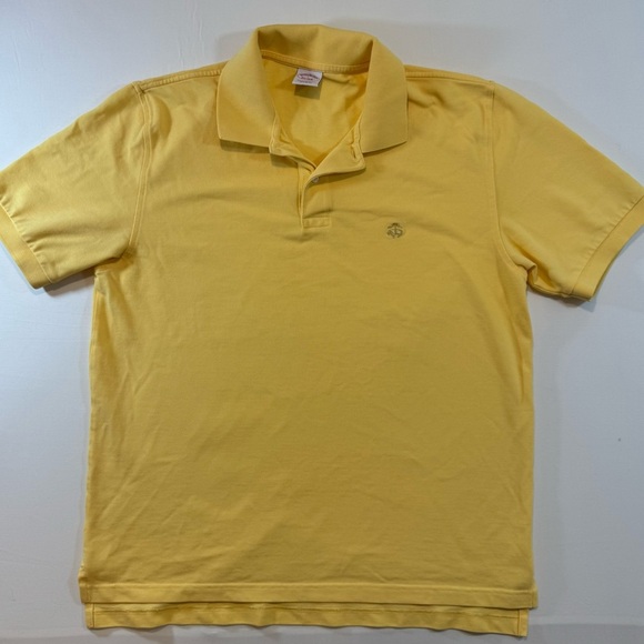 Brooks Brothers Mens Sz L Pastel Yellow Performance Polo Golf Shirt Original Fit - Picture 1 of 11